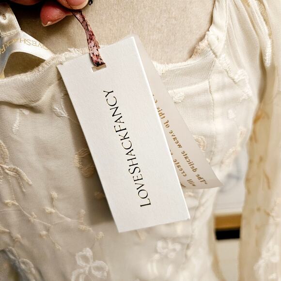 NWT Loveshackfancy Deeba Embroidered Chiffon Cream Mini Dress $395 Sz 6 - Picture 10 of 13